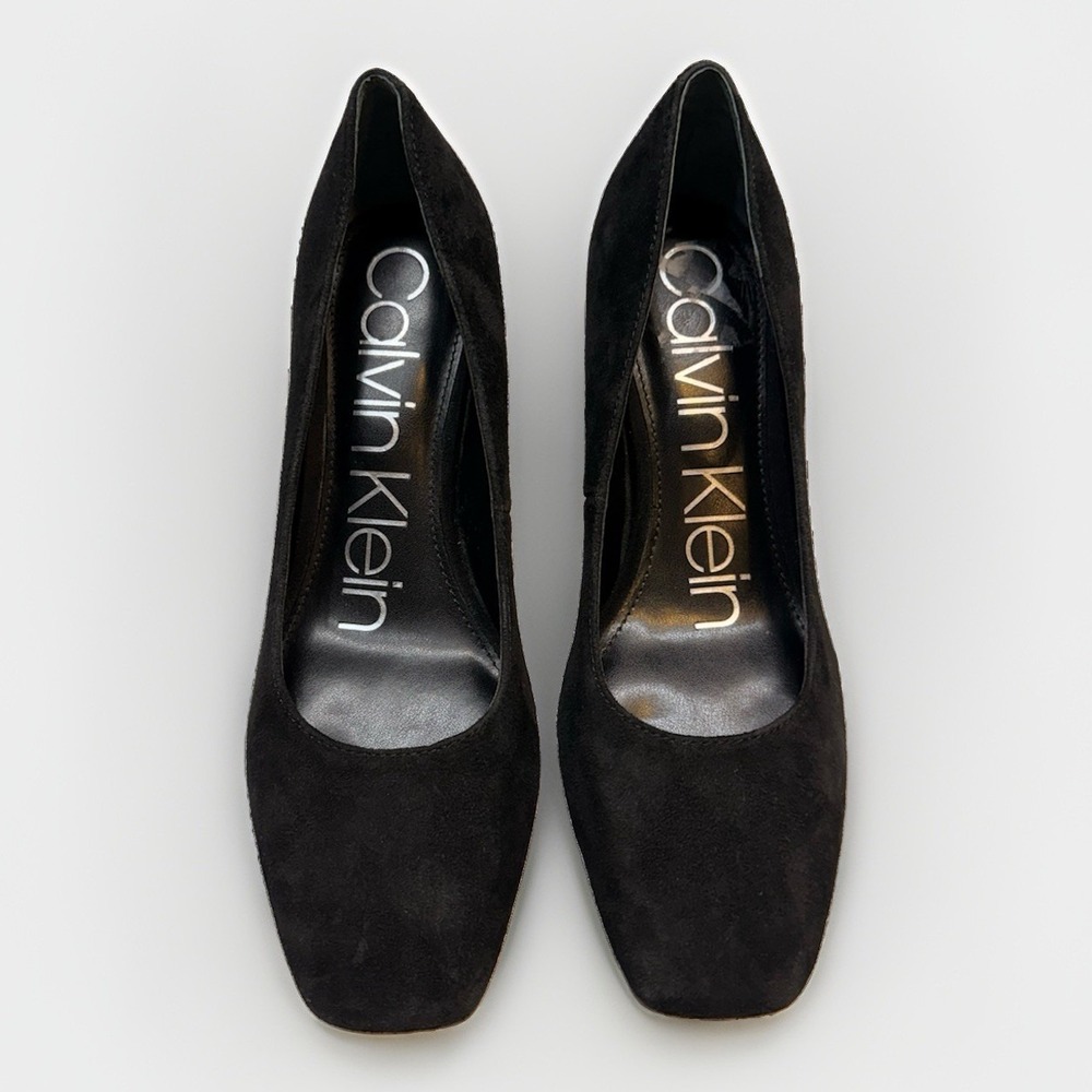 Calvin Klein High Heel Black Suede Shoes Dressy Size 6.5M Nice